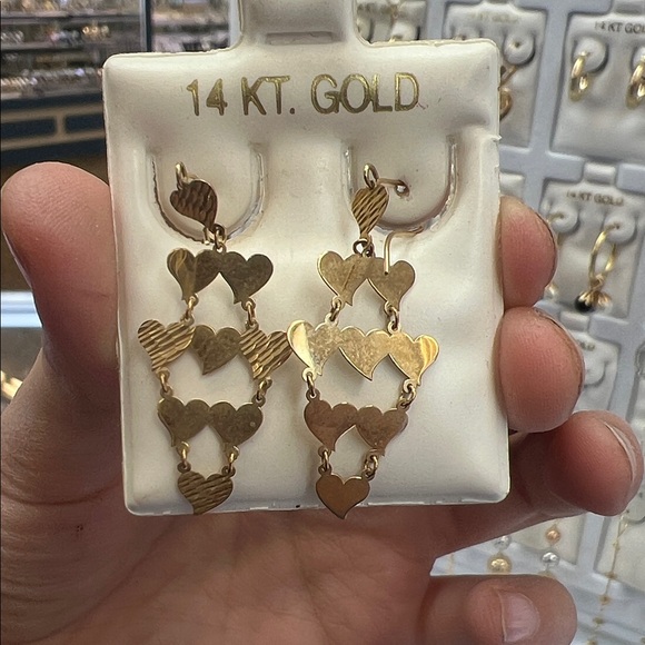 Gold Heart Drop Earrings